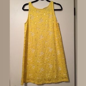 🌼 Bright Yellow Daisy Lace A-Line Mod Dress 🌼